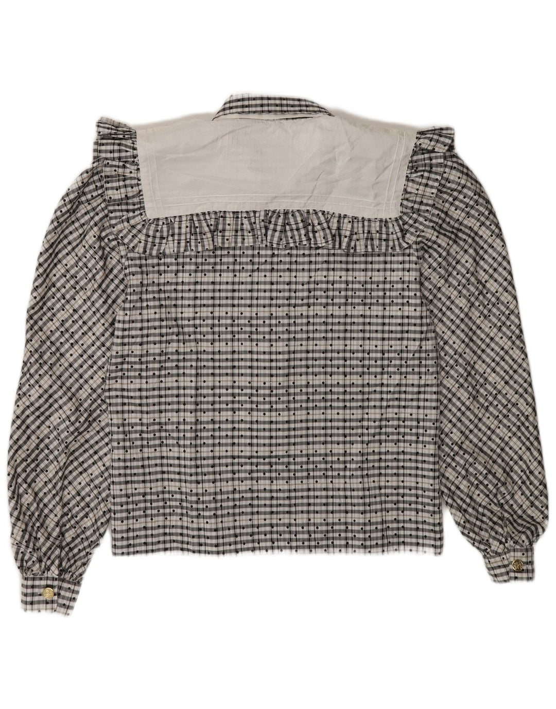 Bluză de damă vintage cămașă supradimensionată EU 36, mică, cu pete albe