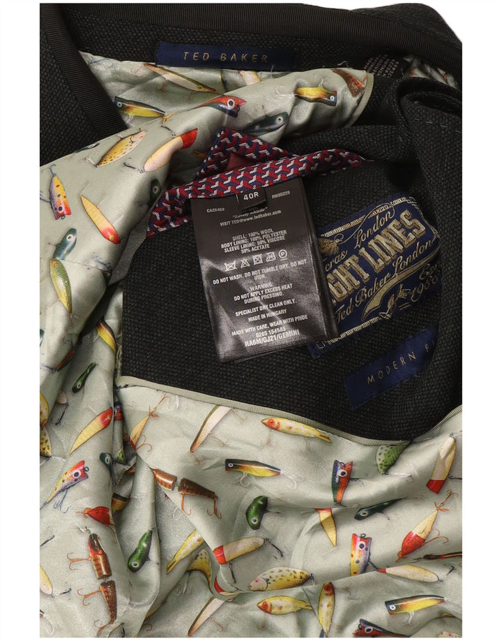 Jachetă pentru bărbați Ted Baker, cu 2 nasturi, cu formă modernă, mărimea 40, lână verde mare