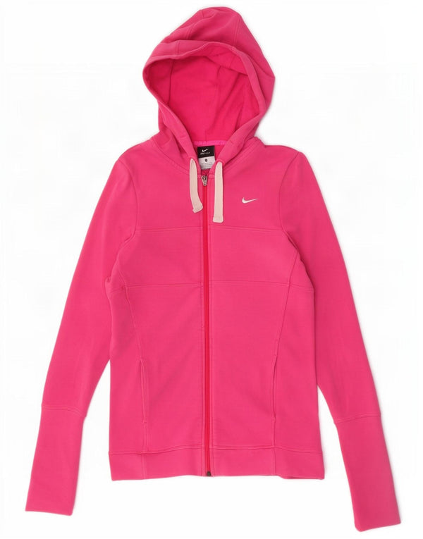 Pulover Nike Dri Fit, cu fermoar, pentru femei, UK 8/10, bumbac roz mic