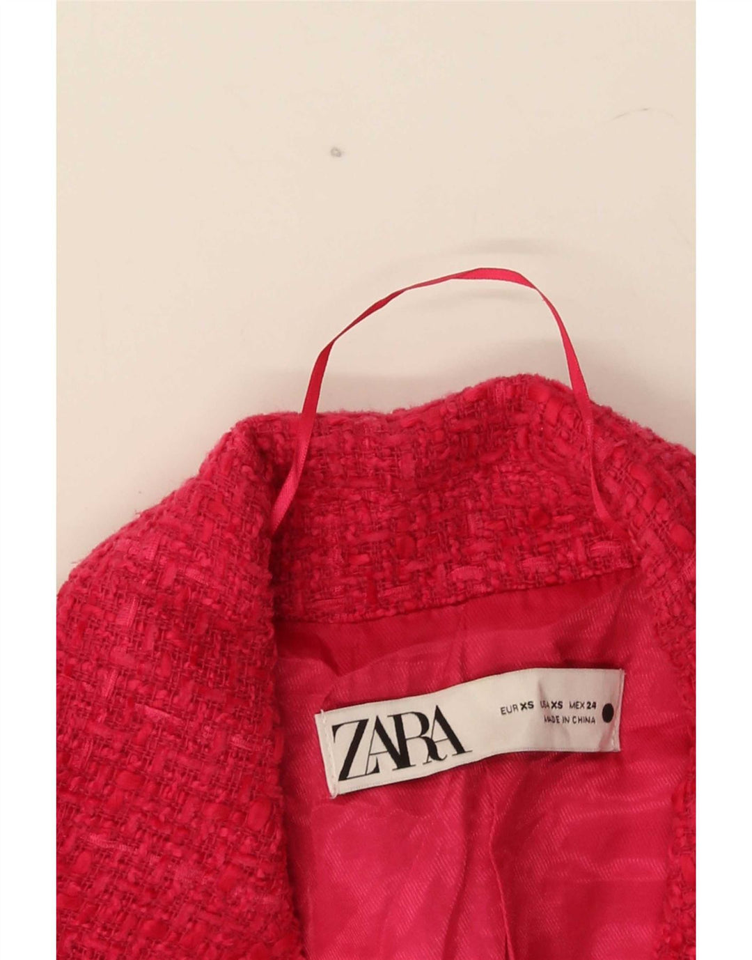 Jachetă Blazer pentru femei Zara, cu două piepturi, UK 6 XS, roz, carouri