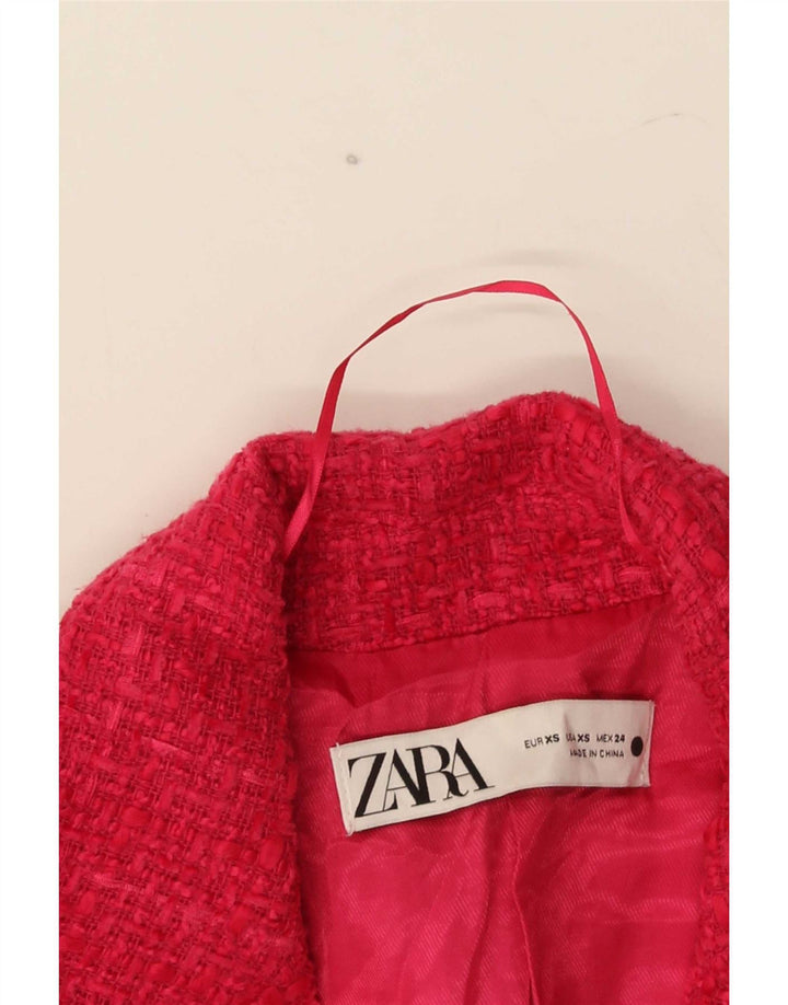 Jachetă Blazer pentru femei Zara, cu două piepturi, UK 6 XS, roz, carouri