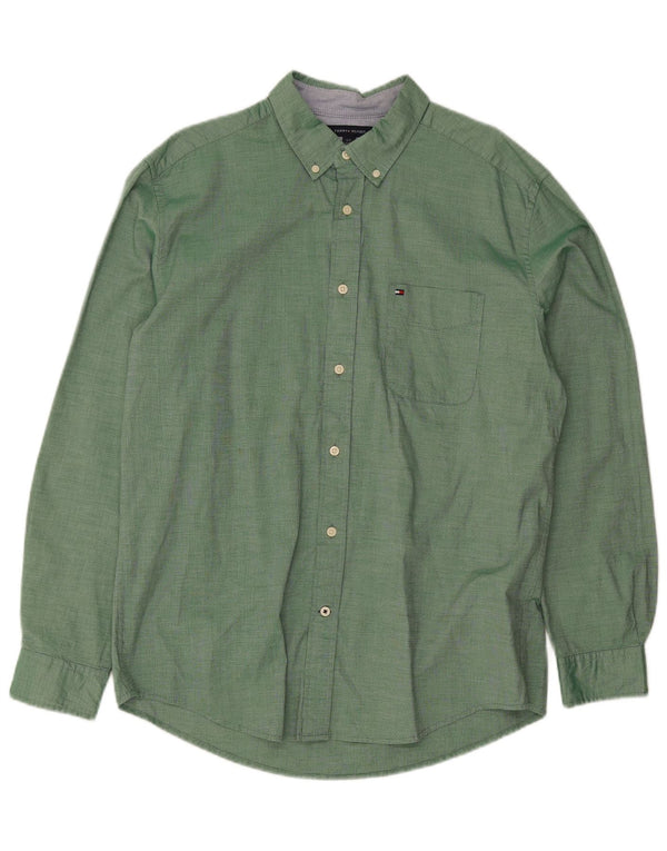 Cămașă pentru bărbați Tommy Hilfiger Classic Fit, bumbac verde mare