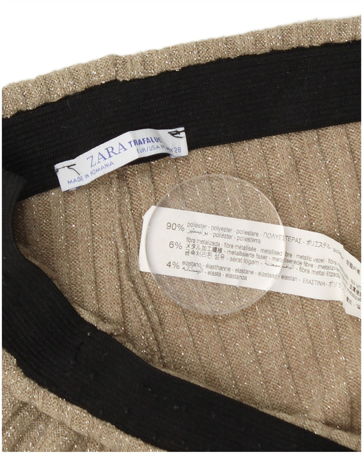 Pantaloni de trening pentru femei din tricot Zara UK 12 Medium Gold Flecked