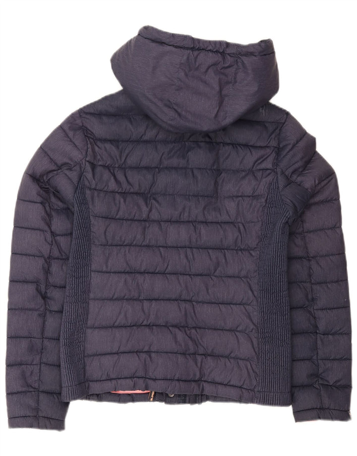 Jachetă căptușită cu glugă Superdry pentru femei UK 14 mare, poliester bleumarin