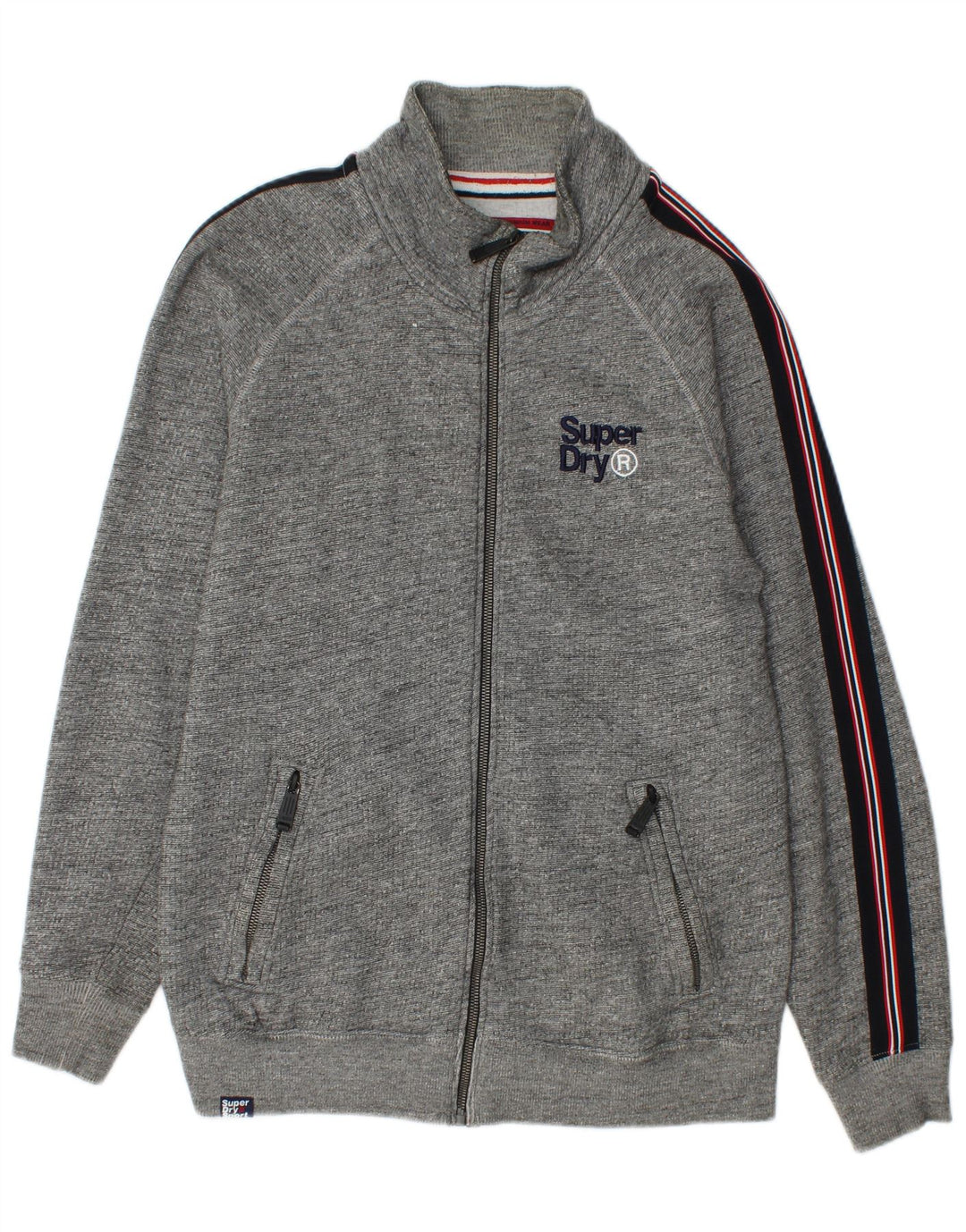 Jachetă de trening pentru bărbați SUPERDRY, bumbac color bloc, gri mediu