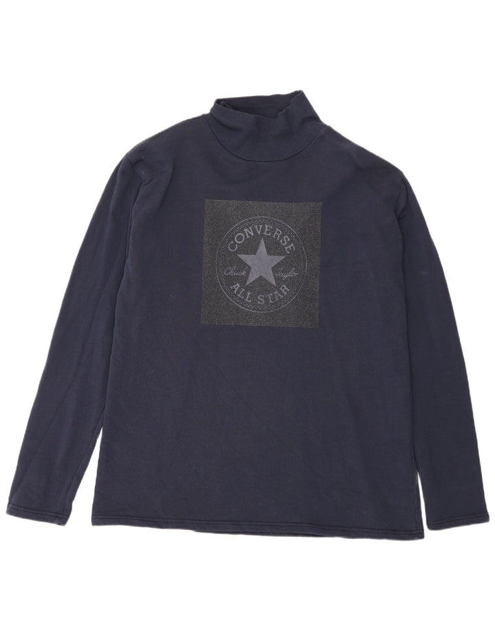 Top grafic pentru bărbați Converse cu mânecă lungă XL, bumbac bleumarin