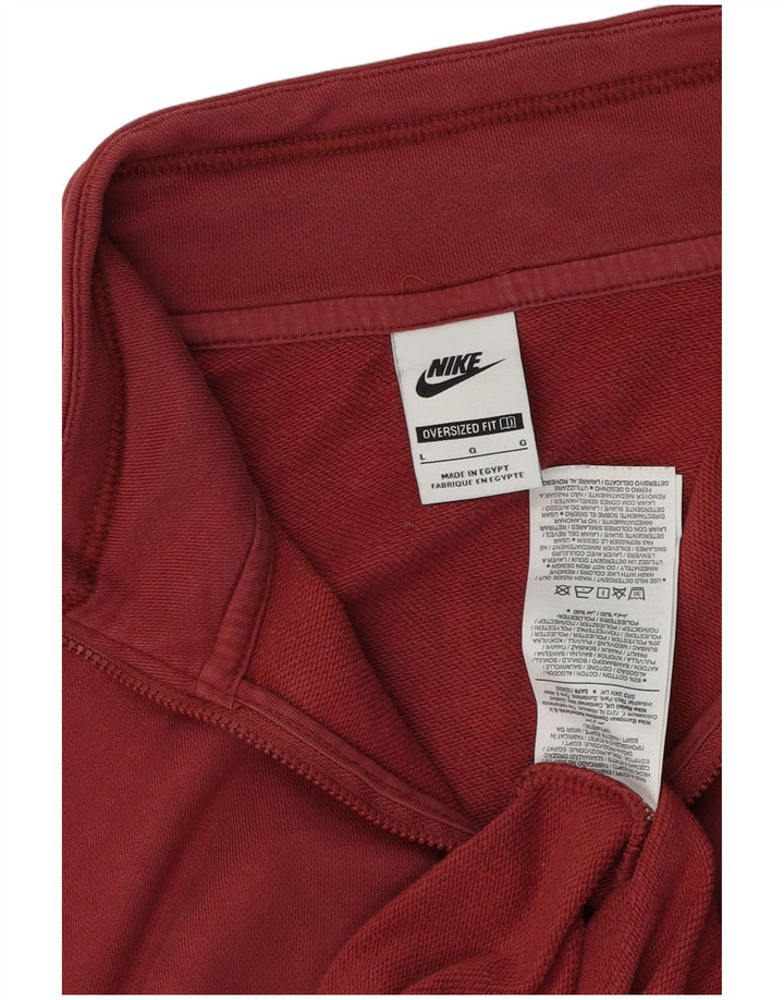 Pulover NIKE pentru femei, supradimensionat, cu grafic și gât, cu fermoar, UK 16, mare, roșu