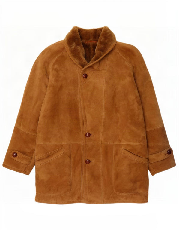 Pardesiu din shearling vintage pentru bărbați IT 56 3XL bej