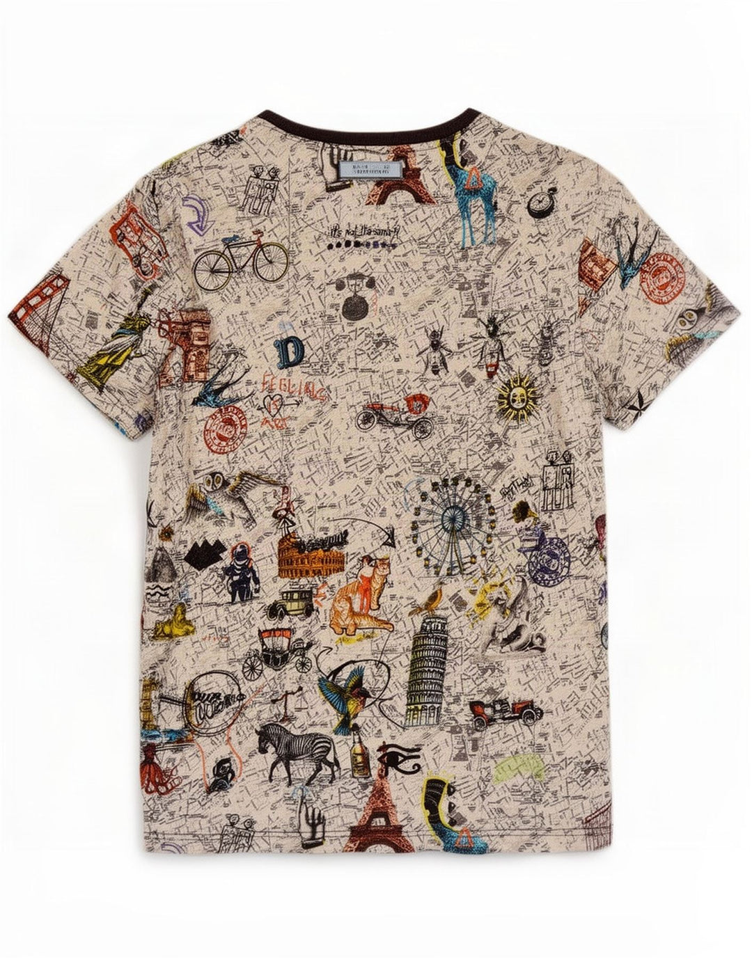 Tricou grafic Desigual pentru bărbați Top mare din bumbac multicolor