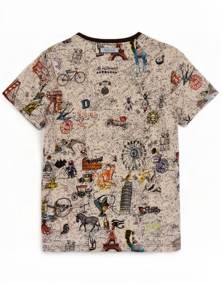 Tricou grafic Desigual pentru bărbați Top mare din bumbac multicolor