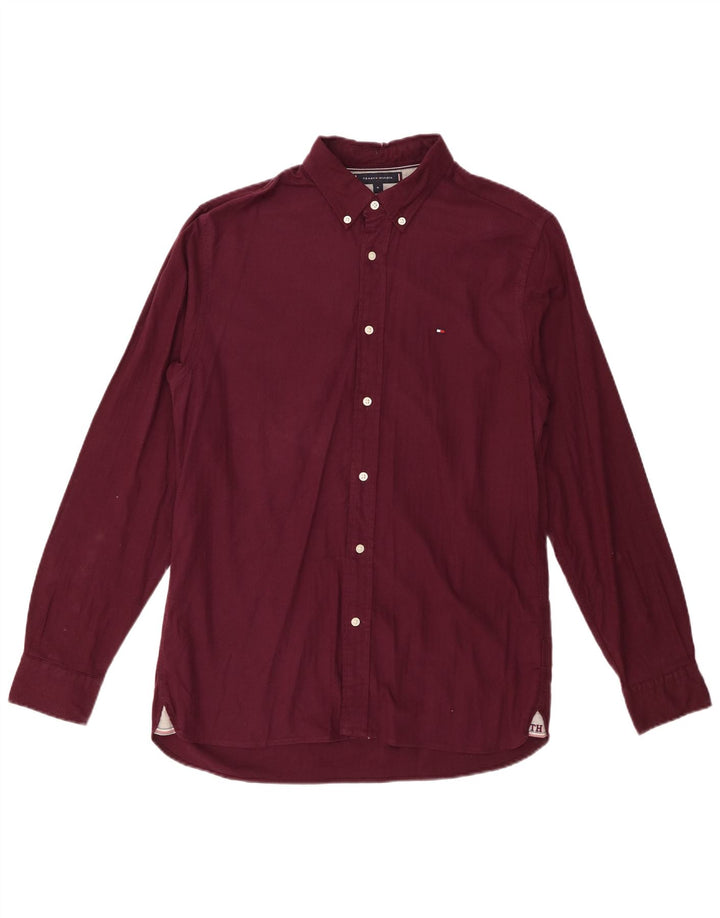 Cămașă pentru bărbați Tommy Hilfiger, cu tăiere obișnuită, din bumbac mediu burgundy