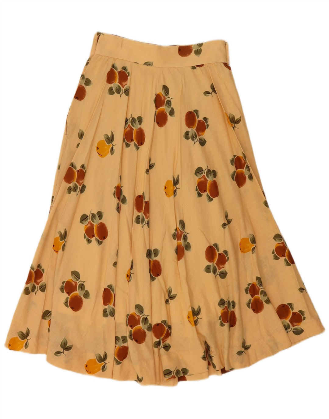 VINTAGE Fustă A-Line plisată cu model abstract pentru femei W24 XS Bej