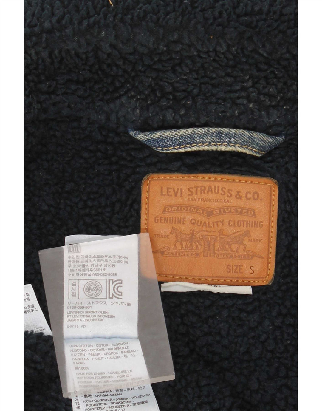 Jachetă pentru bărbați Levi's Sherpa Denim UK 36 Small Blue Bumbac