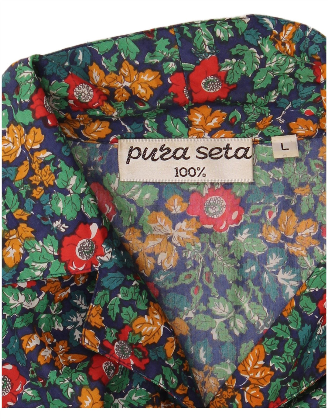Bluză de cămașă vintage pentru femei UK 16, mare, multicoloră, din mătase florală
