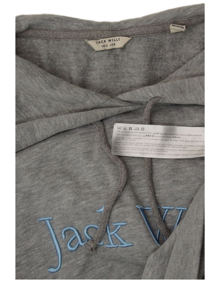 JACK WILLS Jumper crop cu glugă pentru femei UK 12 Bumbac gri mediu