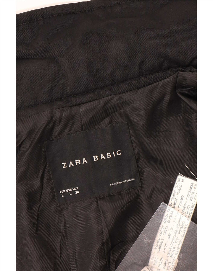 Trenci scurt pentru femei Zara UK 14 mare, negru, bumbac