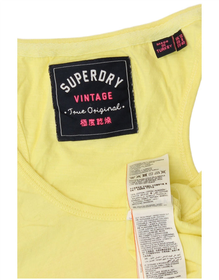 Top cu vestă grafică Superdry pentru femei UK 12, bumbac galben mediu