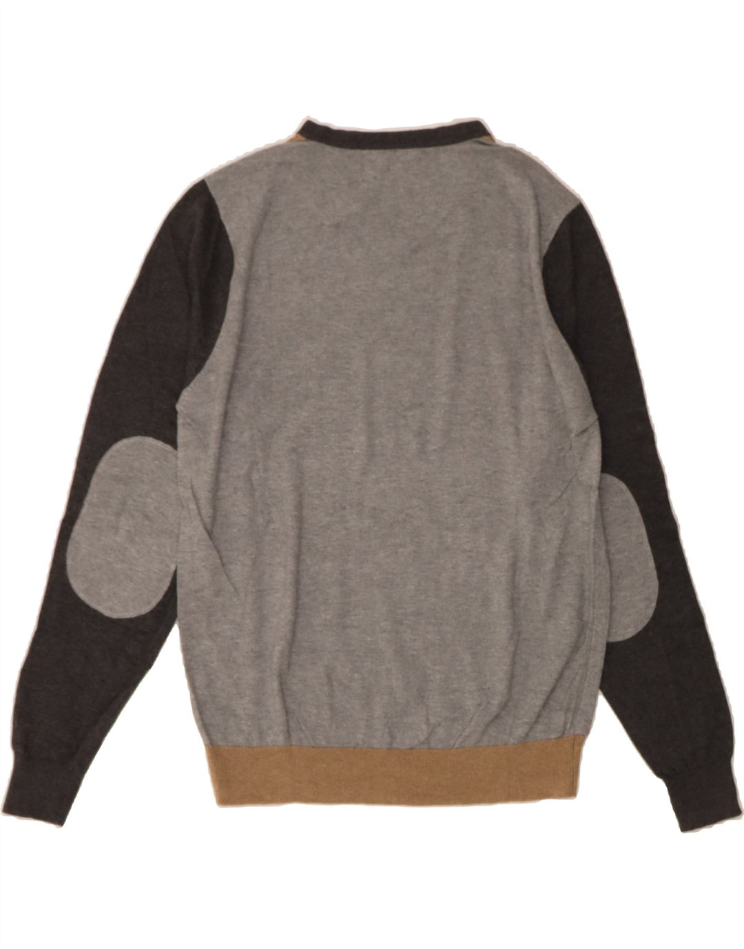 GAS Mens V-Neck Jumper Sweater Medium Brown Colourblock Cotton Vintage Gas and Second-Hand Gas from Messina Hembry 