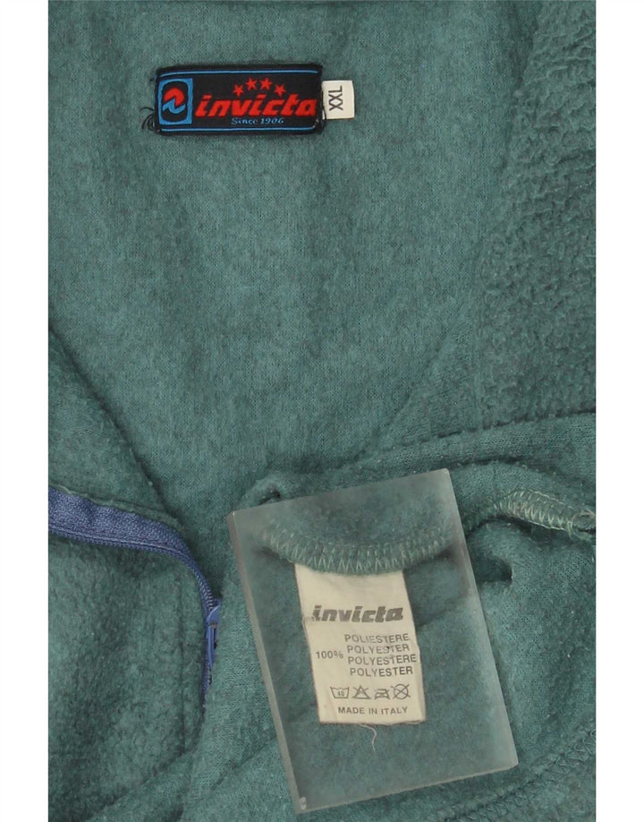 Pulover pentru bărbați Invicta, cu fermoar și gât, poliester verde 2XL