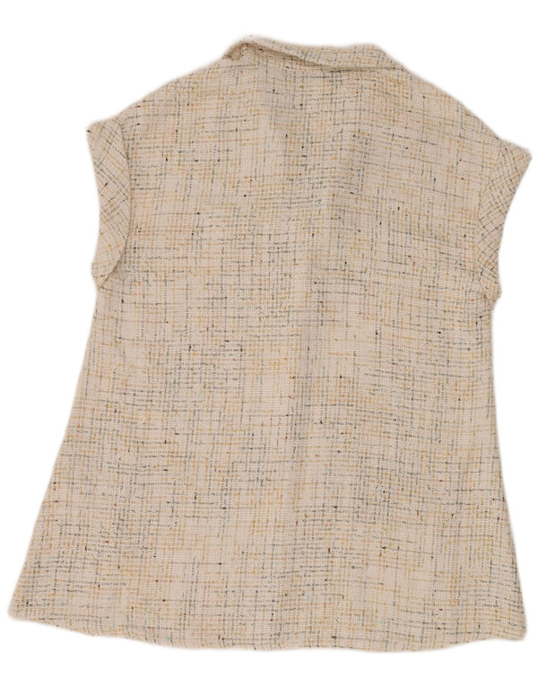 Tricou polo fără mâneci pentru femei Zara UK 14 Poliester cu pete alb mediu