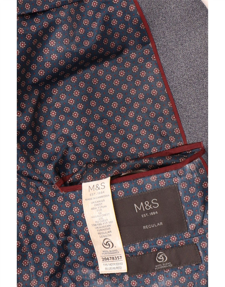 Jachetă pentru bărbați Marks & Spencer, cu 2 nasturi, cu ajustare normală, UK 46 XL, bleumarin