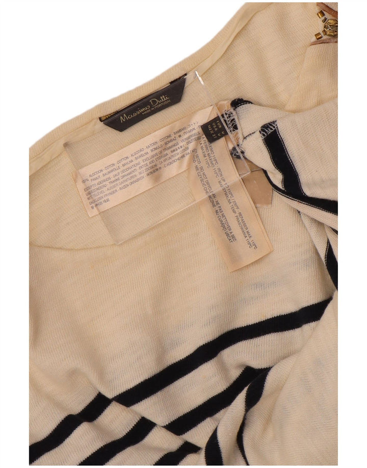 Massimo Dutti Top pentru femei cu mâneci 3/4 UK 12, mediu, bumbac cu dungi alb