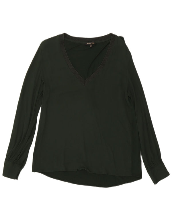 Bluză cu mânecă lungă pentru femei Massimo Dutti Top UK 14 Medium Green Viscose