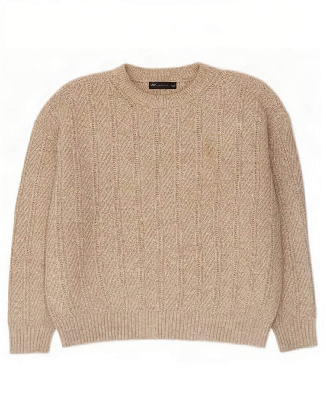 Pulover pentru femei Marks & Spencer cu decolteu triplu UK 16, mare, bej, poliester