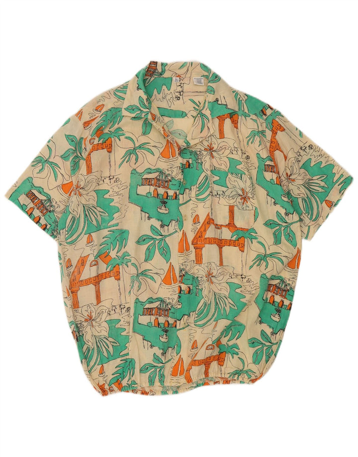 Cămașă Vintage pentru bărbați cu model nebun Mărimea 41/42 mare multicoloră hawaiană