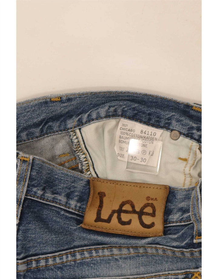 Pantaloni scurți din denim învechit Chicago pentru bărbați Lee W30, bumbac albastru mediu