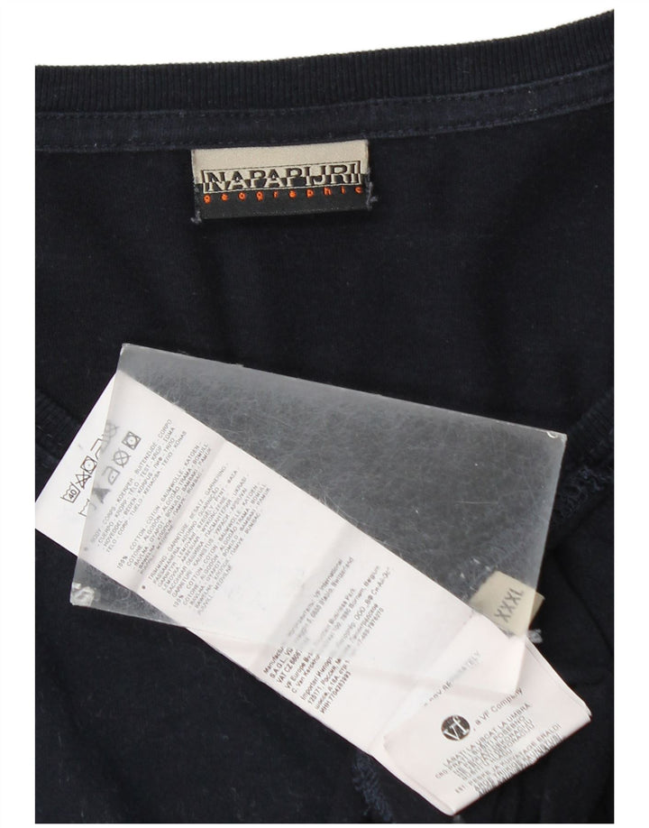 NAPAPIJRI Tricou grafic Geographic pentru bărbați cu mânecă lungă 3XL bumbac bleumarin