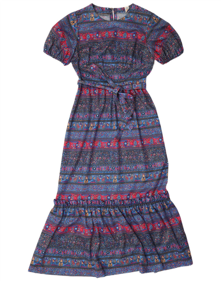 VINTAGE Rochie Maxi pentru femei UK 12 Medium Multicolor Paisley