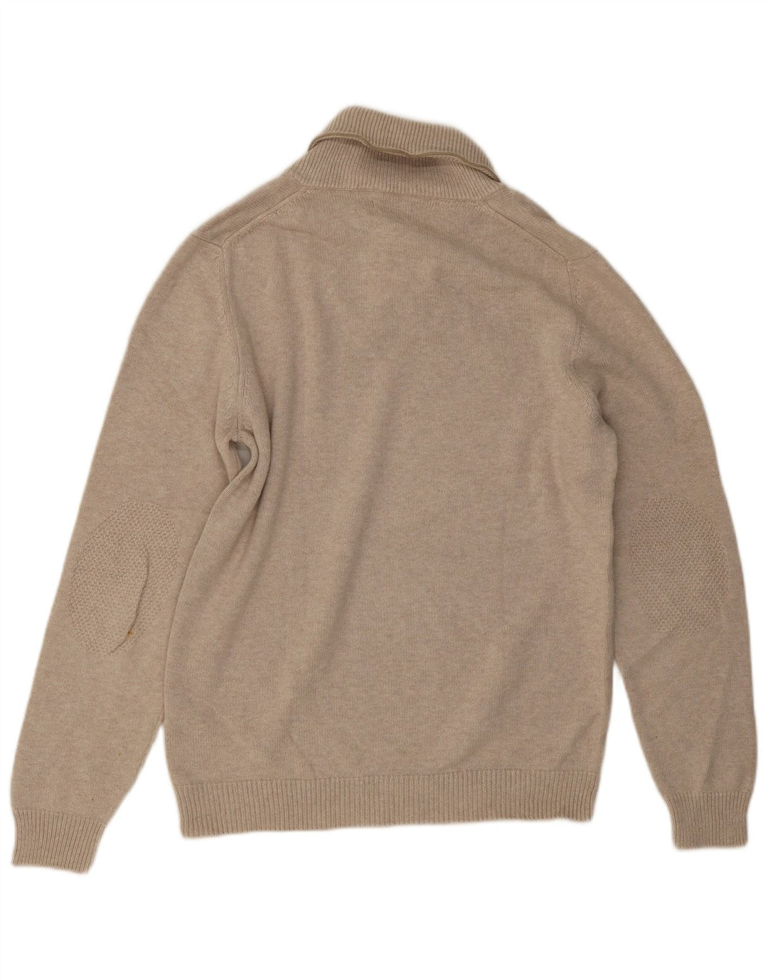 Massimo Dutti Pulover pentru bărbați cu gât șal, bumbac mare, bej
