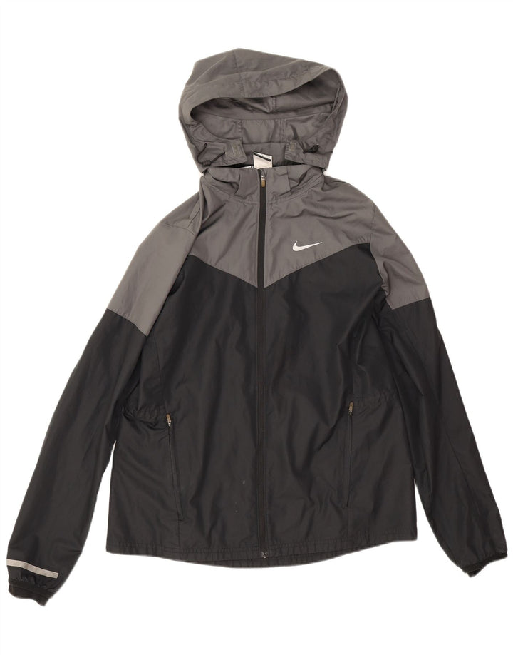 Jachetă de ploaie cu glugă Nike pentru femei UK 16, mare, gri, poliester color bloc