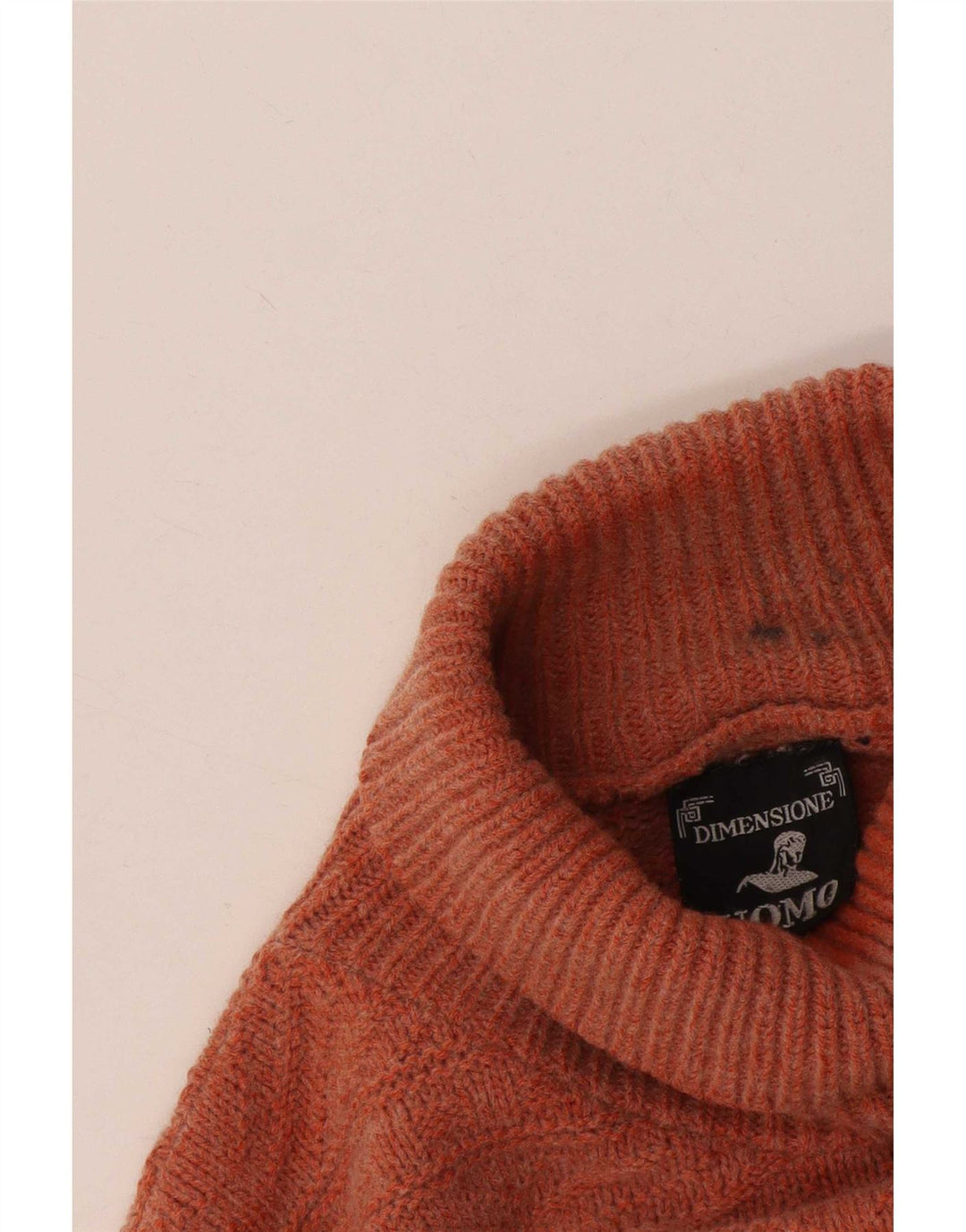 Pulover vintage pentru bărbați cu gât rulat, mare, portocaliu Fair Isle