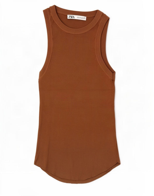 Vest Vest Top femeie Zara UK 14 mare maro viscoză