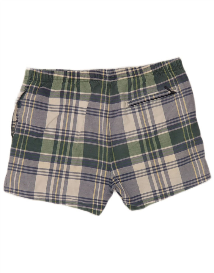 Pantaloni scurți de înot Nautica pentru bărbați, bumbac verde mediu cu carouri