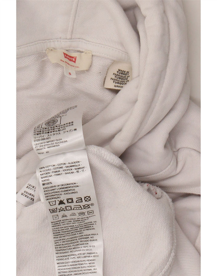 LEVI'S Mens Oversized Graphic Hoodie Jumper Small White Cotton Vintage Levi's and Second-Hand Levi's from Messina Hembry 