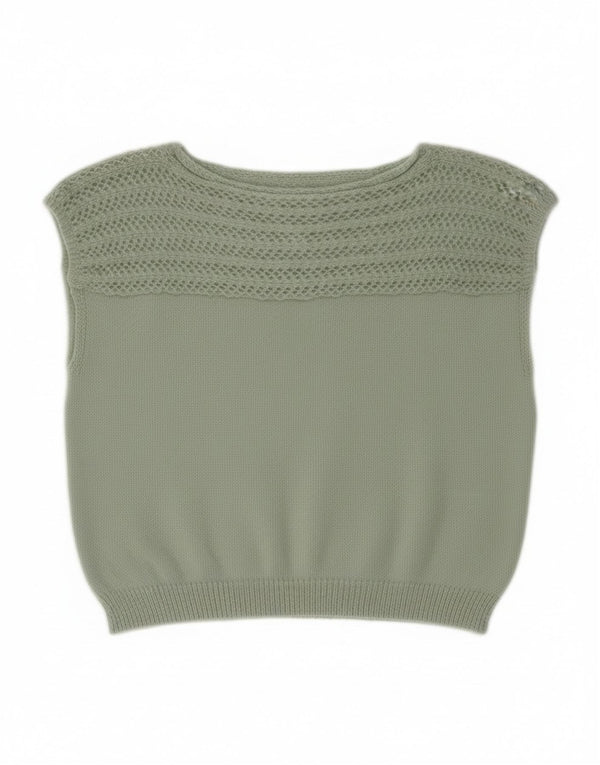 Shein Womens Crop Vest Tank Top UK 14 Poliester verde mediu