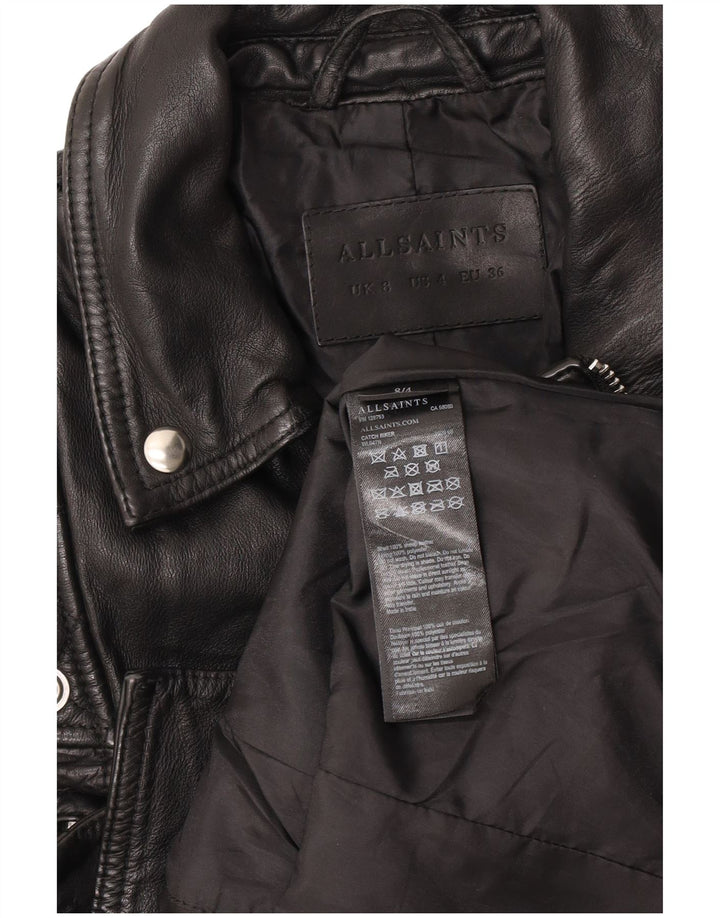 Jachetă motociclist din piele pentru femei All Saints UK 8 Small Black