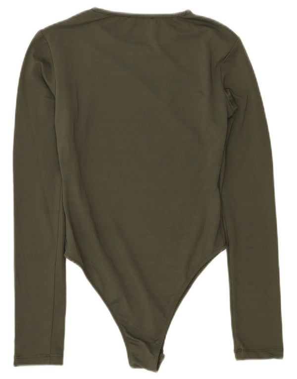 ZARA Womens Long Sleeve Bodysuit UK 8 Small Khaki