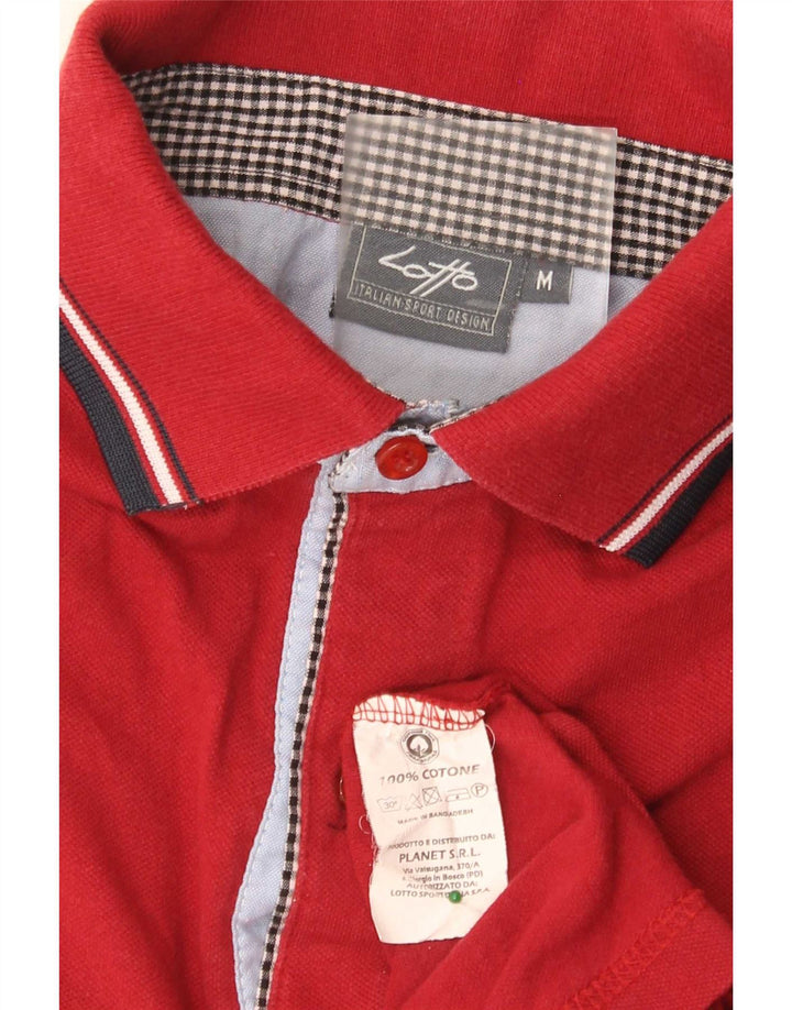 Tricou polo pentru bărbați Lotto, bumbac cu dungi roșii medii