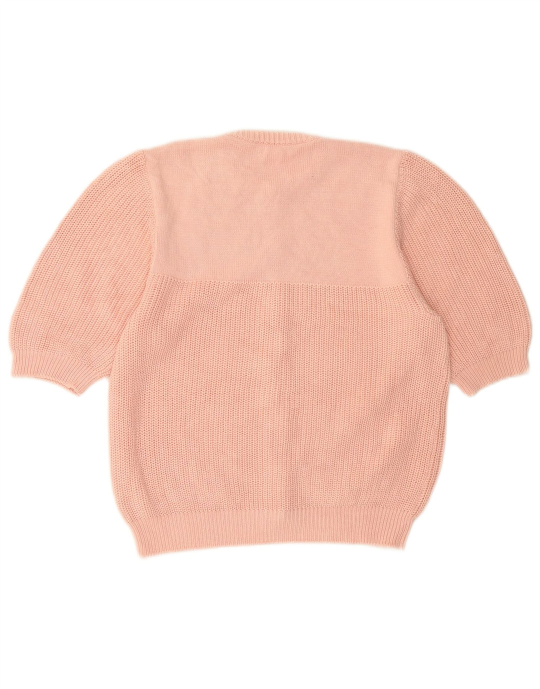 VINTAGE Pulover cardigan cu mânecă scurtă pentru femei UK 12 Roz mediu Floral