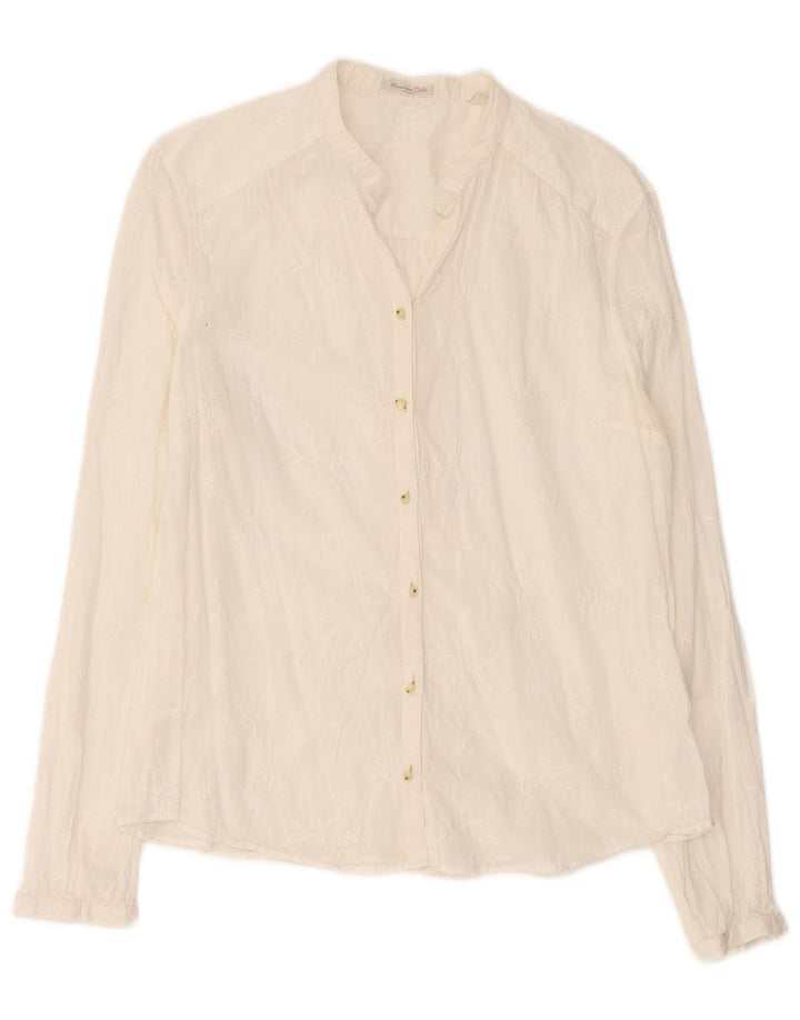 Cămașă Massimo Dutti pentru damă EU 44 XL Alb catifelat Floral