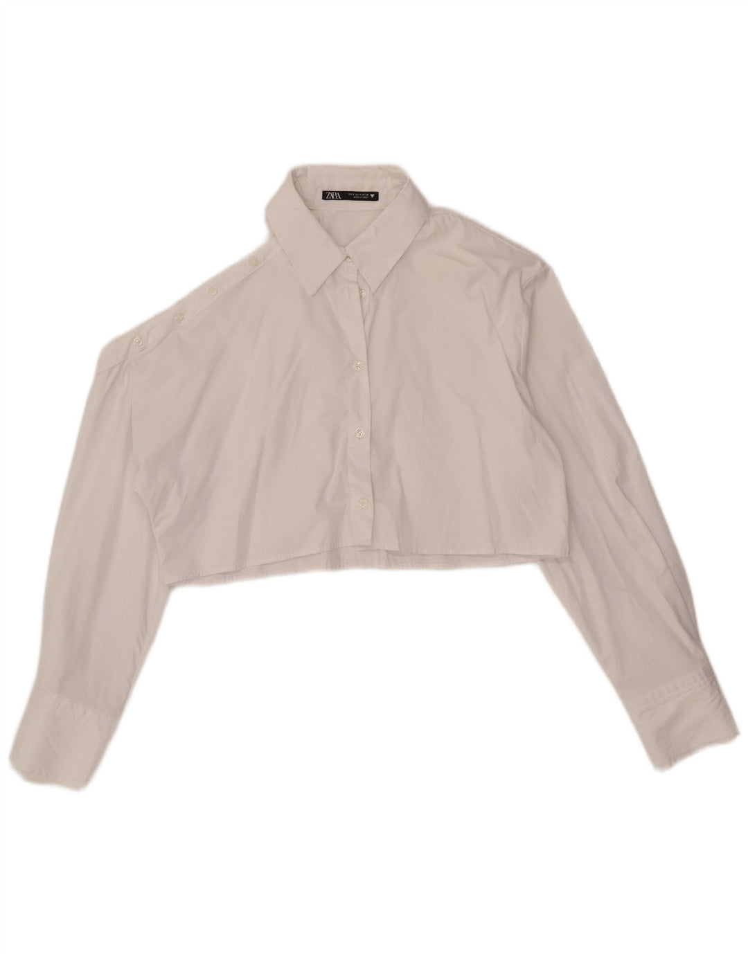Bluză cămașă oversize pentru femei Zara UK 10 Bumbac alb mic