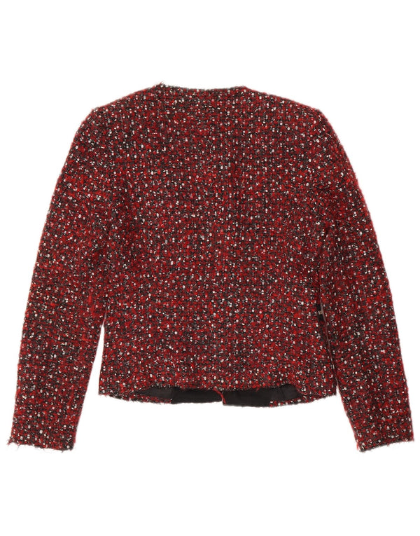 Jachetă Zara pentru femei Crop Blazer UK 10 Small Red Flecked Modern