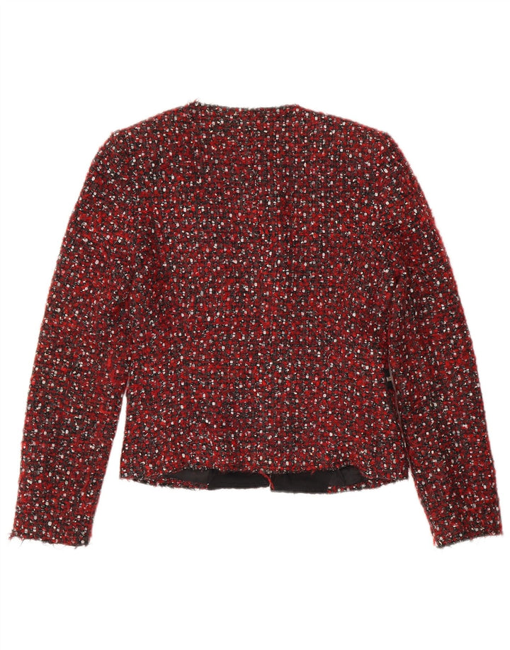 Jachetă Zara pentru femei Crop Blazer UK 10 Small Red Flecked Modern