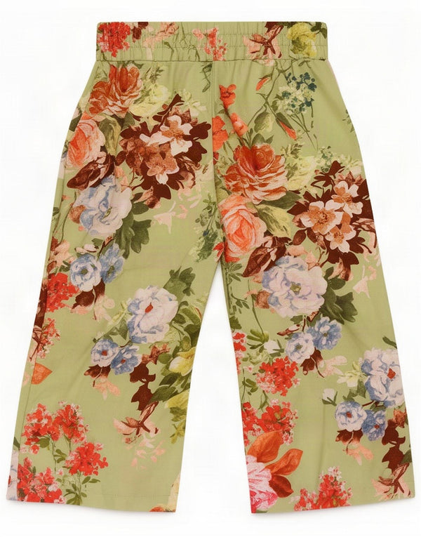 Benetton Pantaloni Capri cu picior lat pentru femei XS W25 L18 Poliester floral verde