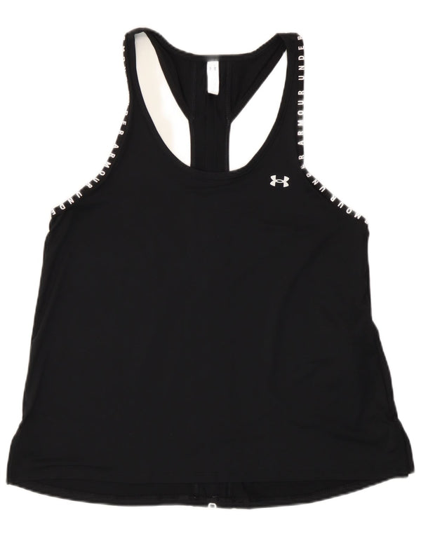 Top cu vestă grafică Under Armour pentru femei Heat Gear UK 14 Poliester mediu negru