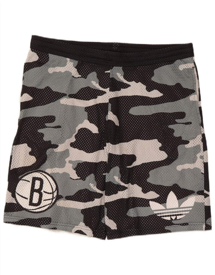 Pantaloni scurți sport grafic Adidas pentru bărbați, poliester de camuflaj mediu negru